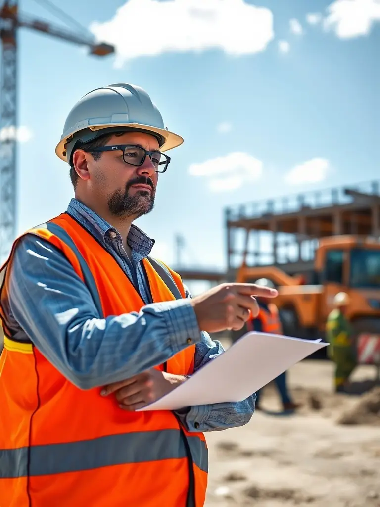 A consultant from Height Safety Compliance Systems is shown discussing roof safety options with a client on a sunny rooftop, reviewing blueprints and pointing out key safety features.